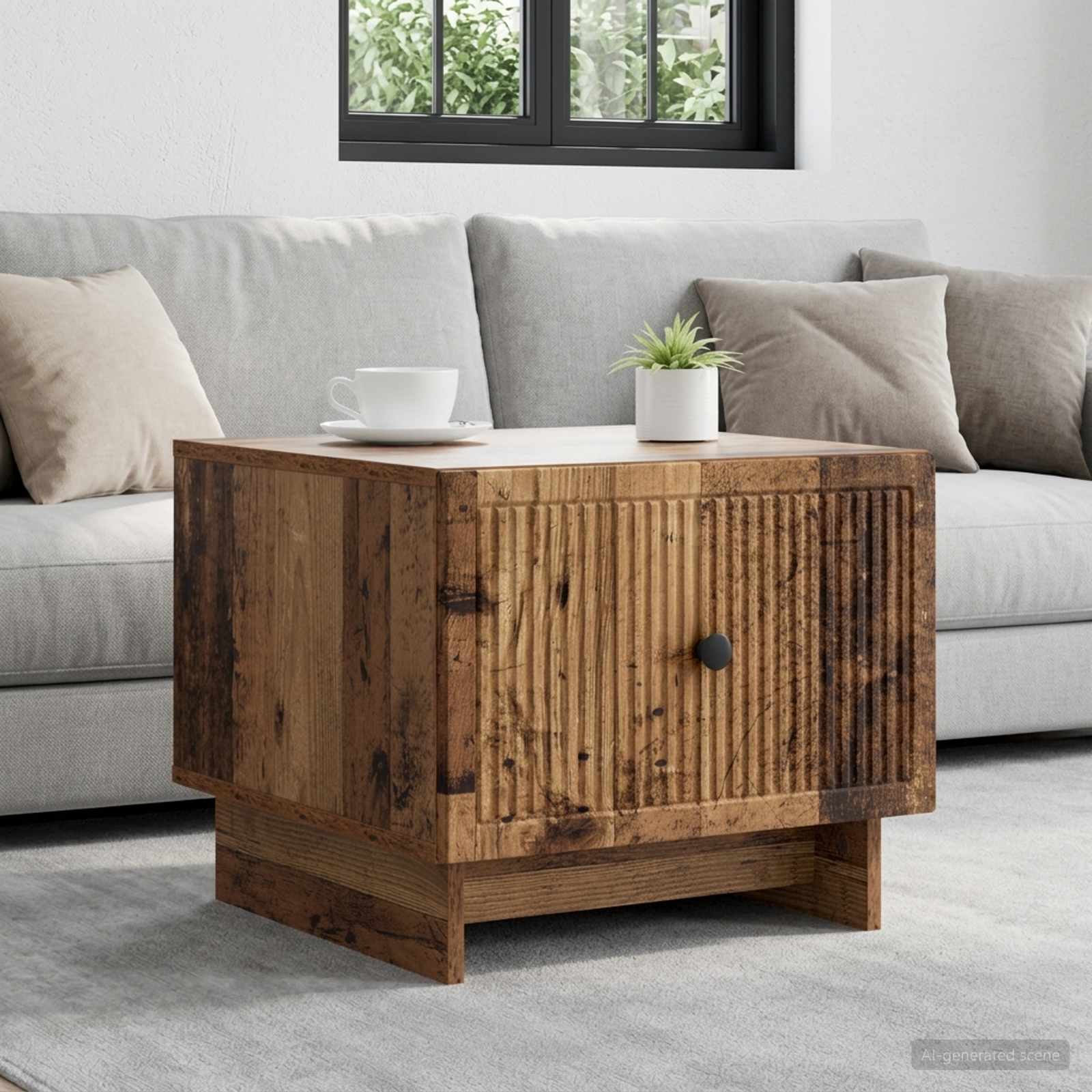Salontafel met lade Oud hout 49 x 50 x 40 cm Bewerkt hout