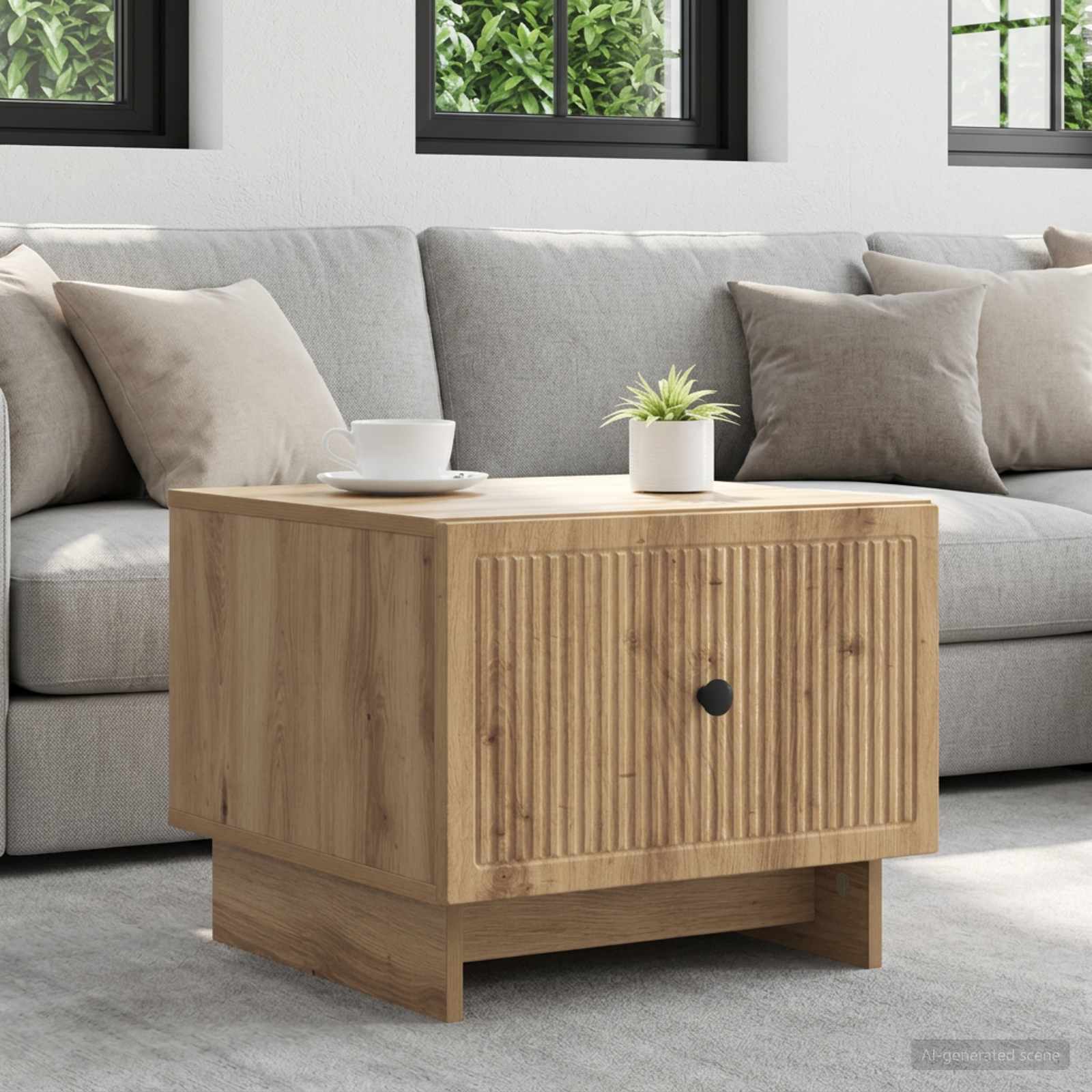Salontafel Artisanaal eiken 49 x 50 x 40 cm Bewerkt hout