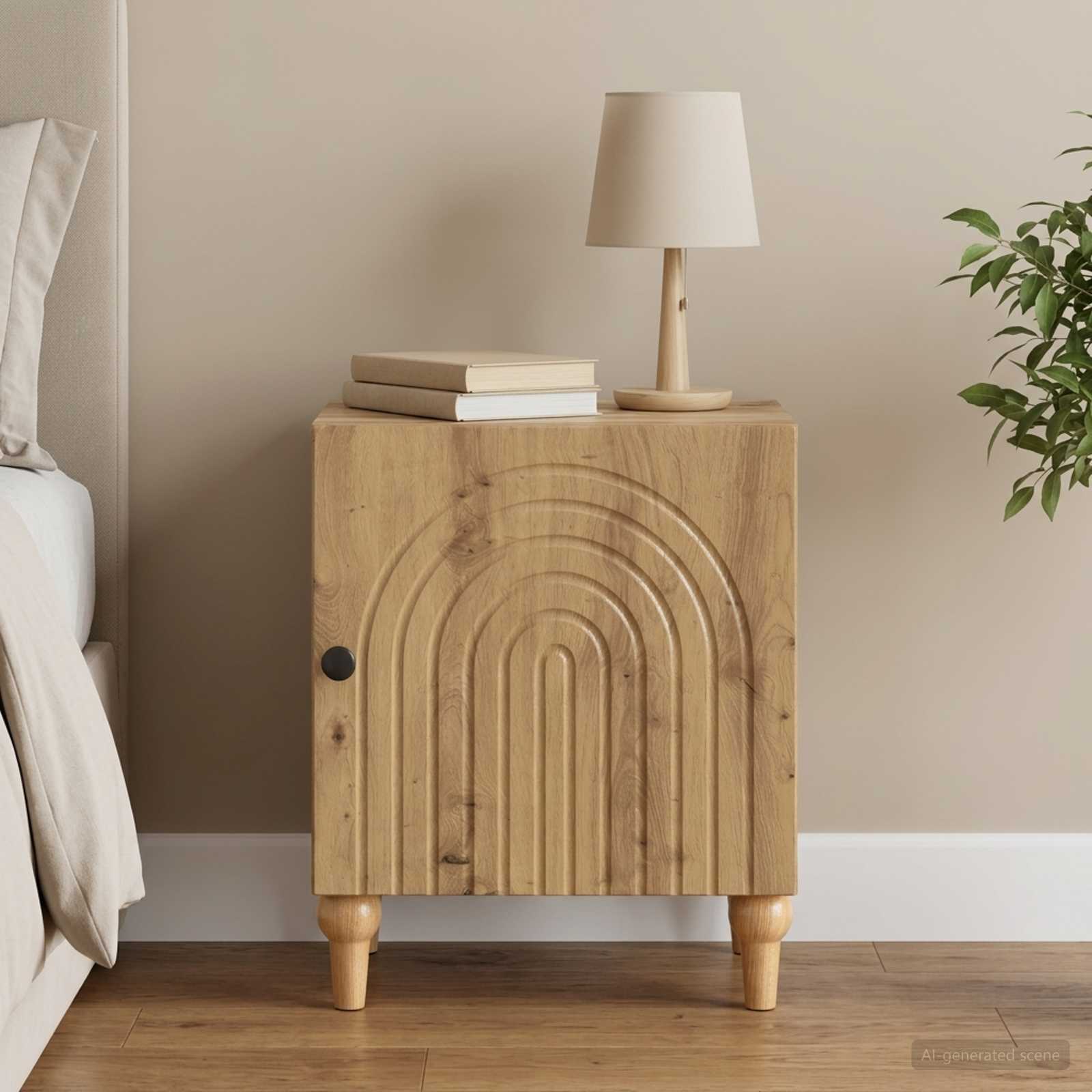 Nachtkastje Artisanaal eiken 43 x 34,5 x 50 cm Bewerkt hout