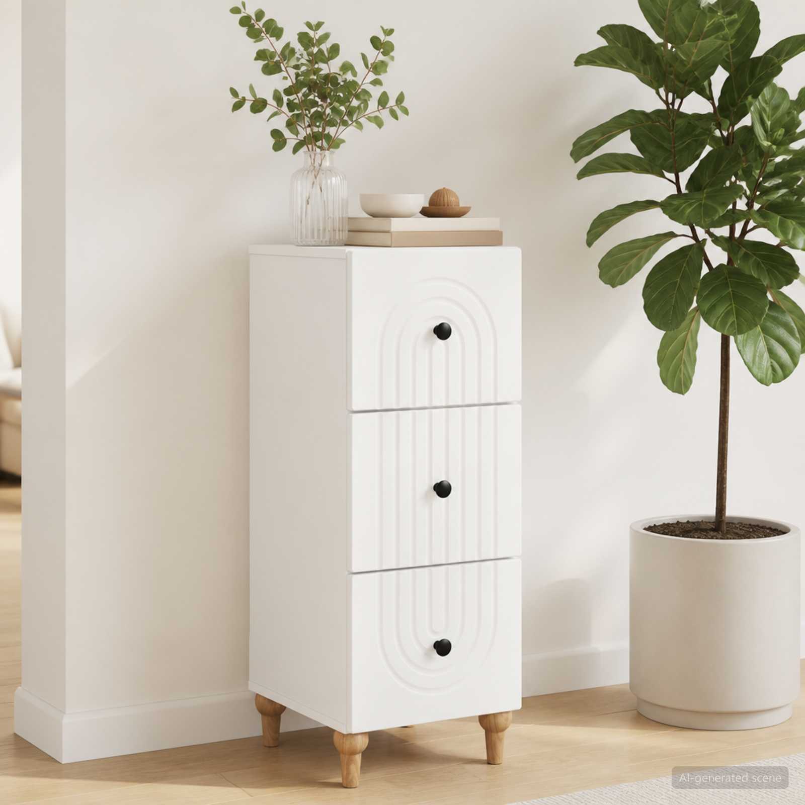 Ladenkast Wit 33 x 34,5 x 90 cm Bewerkt hout – afbeelding 4