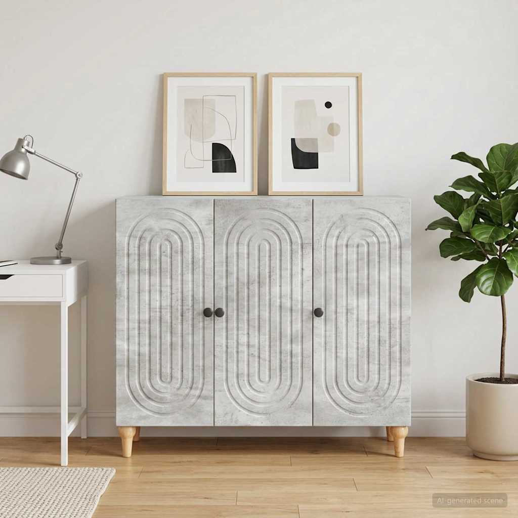 Dressoir Betongrijs 89 x 34,5 x 80 cm Bewerkt hout