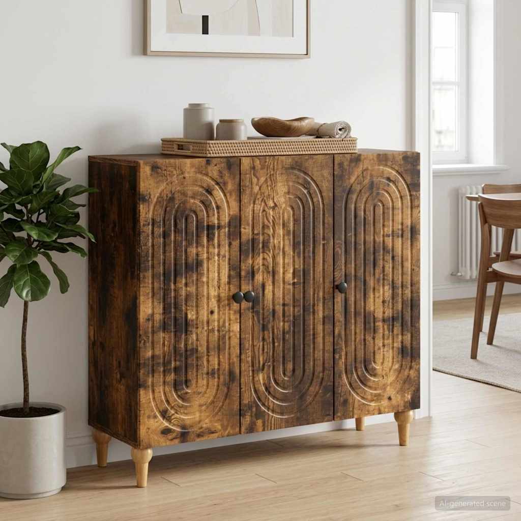Dressoir Gerookt eiken 89 x 34,5 x 80 cm Bewerkt hout