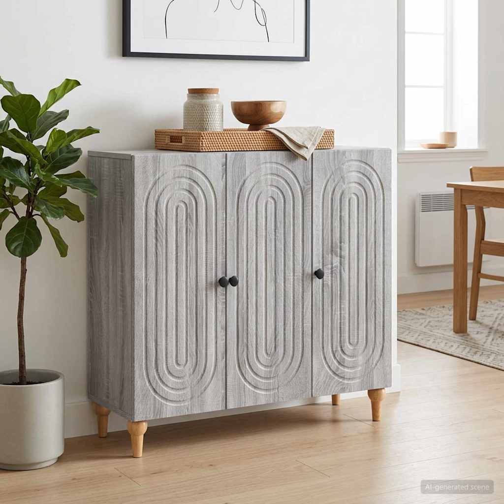 Dressoir Grijs sonoma 89 x 34,5 x 80 cm Bewerkt hout