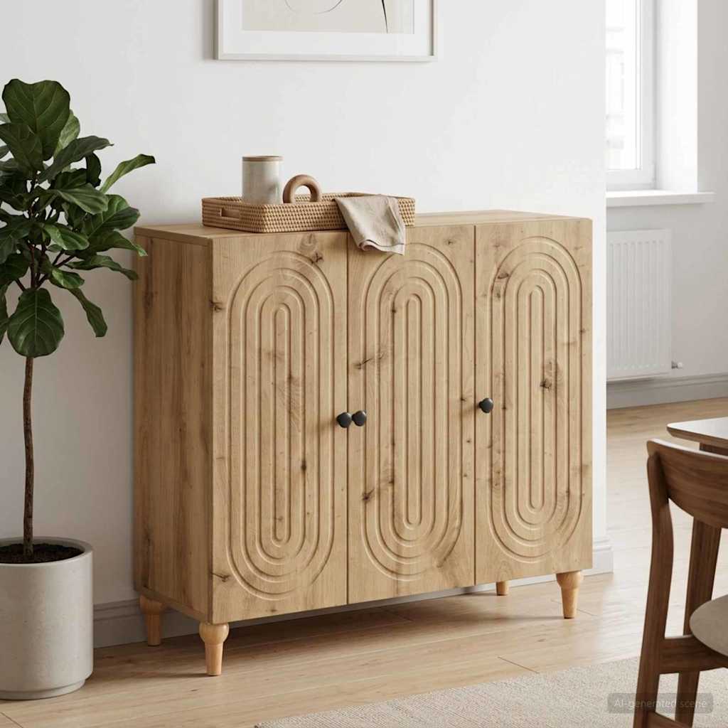 Dressoir Artisanaal eiken 89 x 34,5 x 80 cm Bewerkt hout