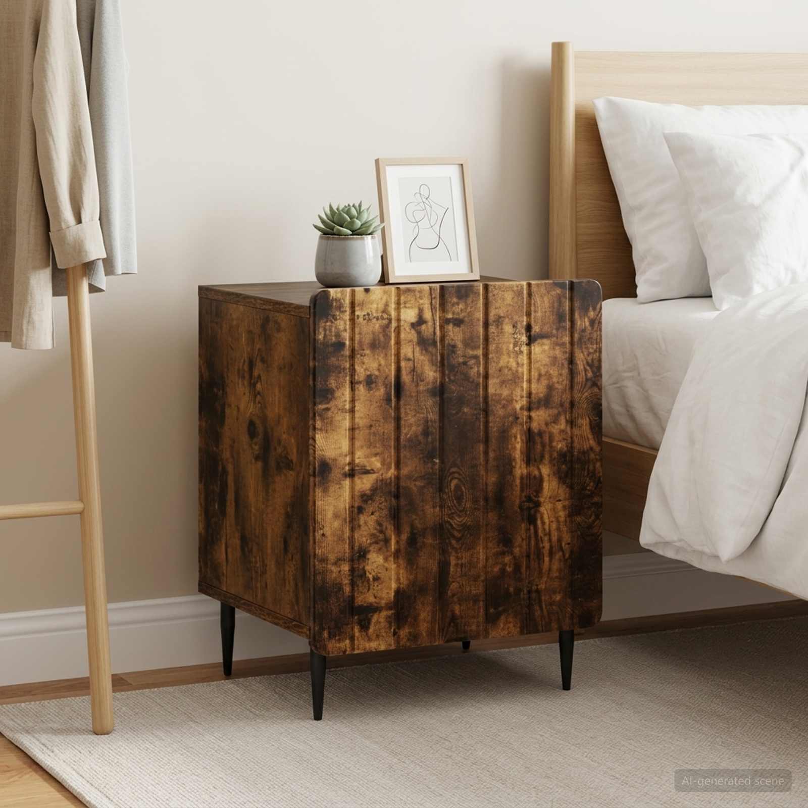 Nachtkastje 2 pcs Gerookt eiken 43 x 34,5 x 52 cm Bewerkt hout
