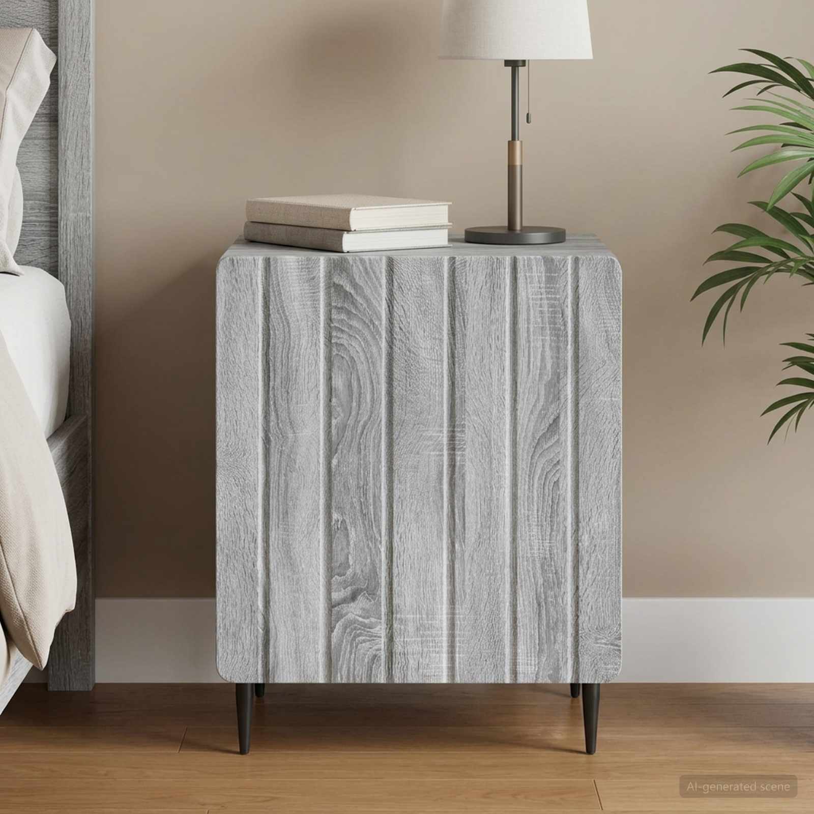 Nachtkastje Grijs sonoma 43 x 34,5 x 52 cm Bewerkt hout