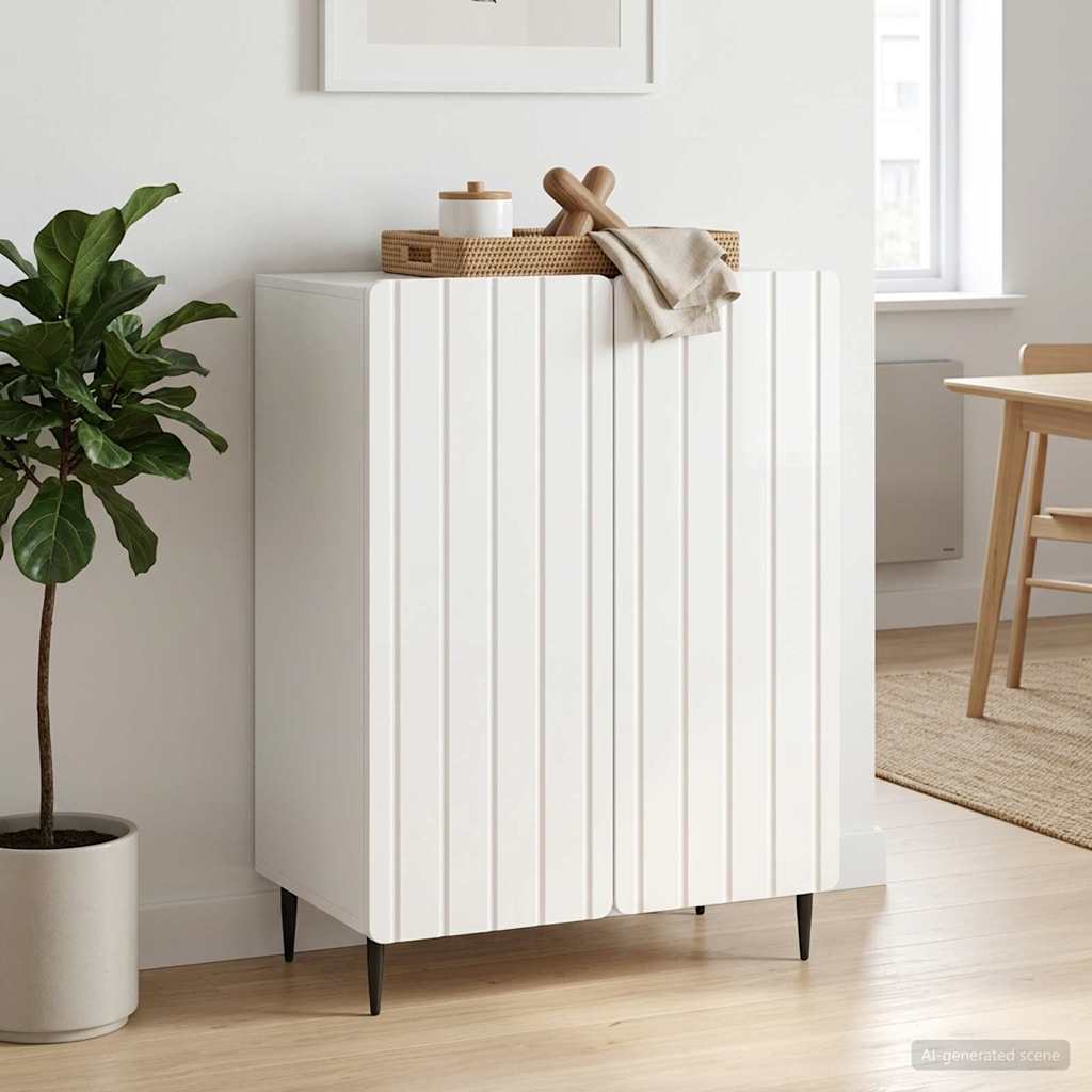 Dressoir Hoogglans Wit 66 x 34,5 x 92 cm Bewerkt hout – afbeelding 1