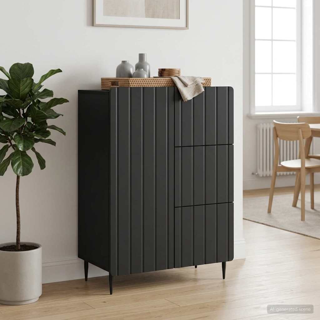 Dressoir met lade Zwart 66 x 34,5 x 91,5 cm Bewerkt hout