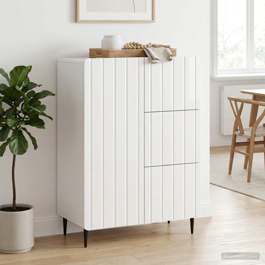 Dressoir Hoogglans Wit 66 x 34,5 x 91,5 cm Bewerkt hout