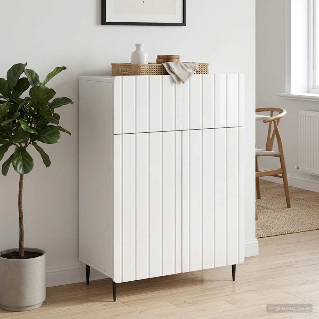 Dressoir met lade Hoogglans Wit 66 x 34,5 x 92 cm Bewerkt hout