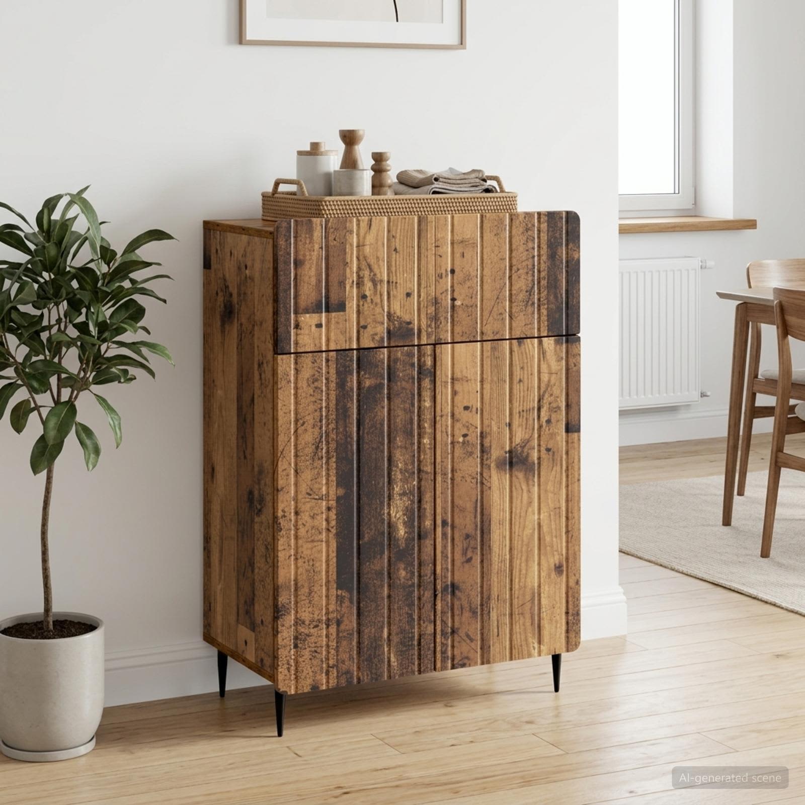 Dressoir met lade Oud hout 66 x 34,5 x 92 cm Bewerkt hout