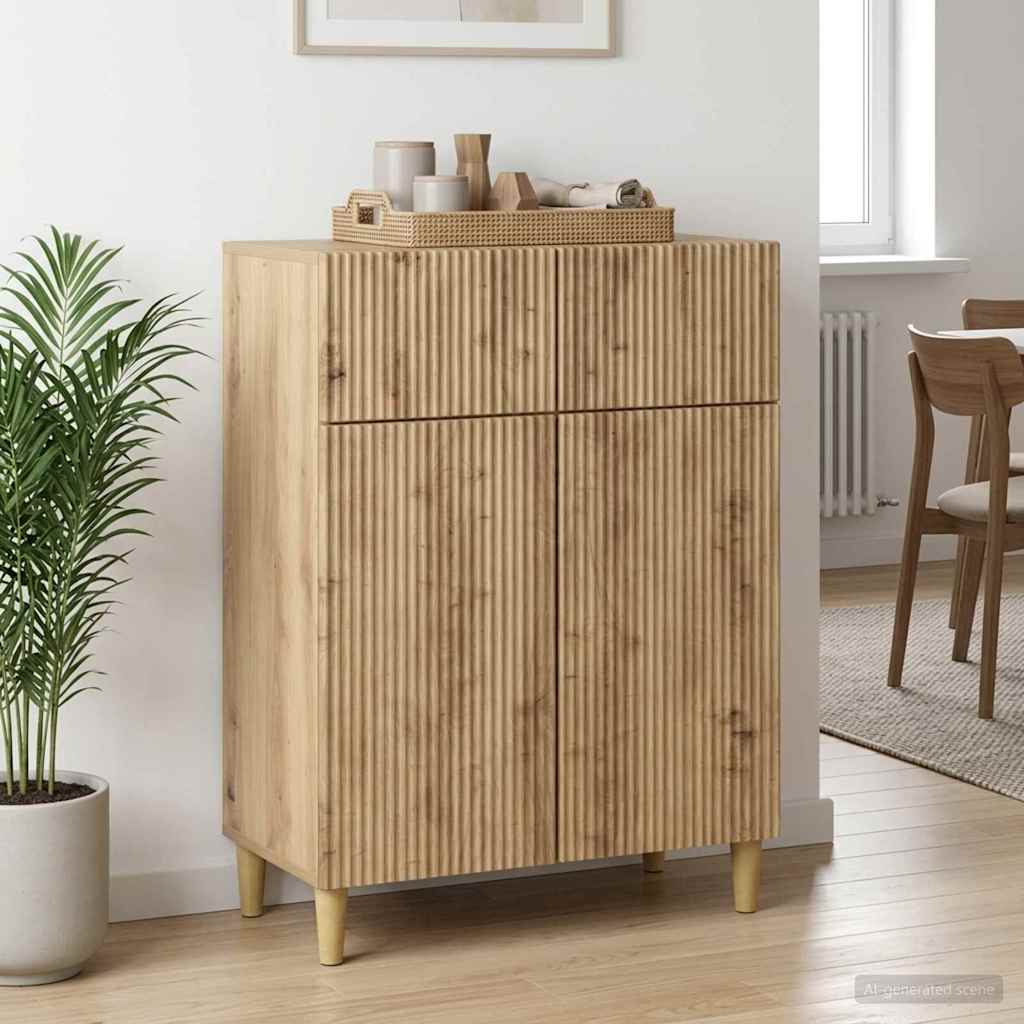Dressoir Artisanaal eiken 66 x 34,5 x 90 cm Bewerkt hout – afbeelding 1