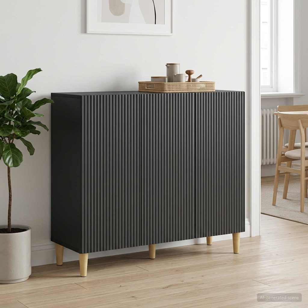 Dressoir Zwart 89 x 34,5 x 80 cm Bewerkt hout