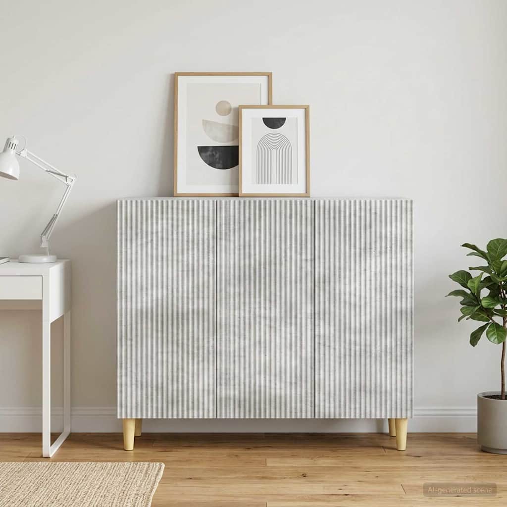 Dressoir Betongrijs 89 x 34,5 x 80 cm Bewerkt hout