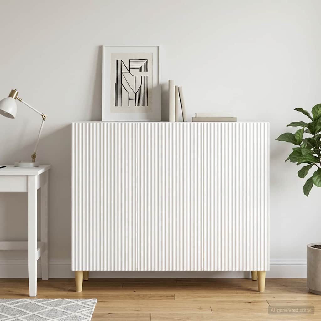 Dressoir Hoogglans Wit 89 x 34,5 x 80 cm Bewerkt hout