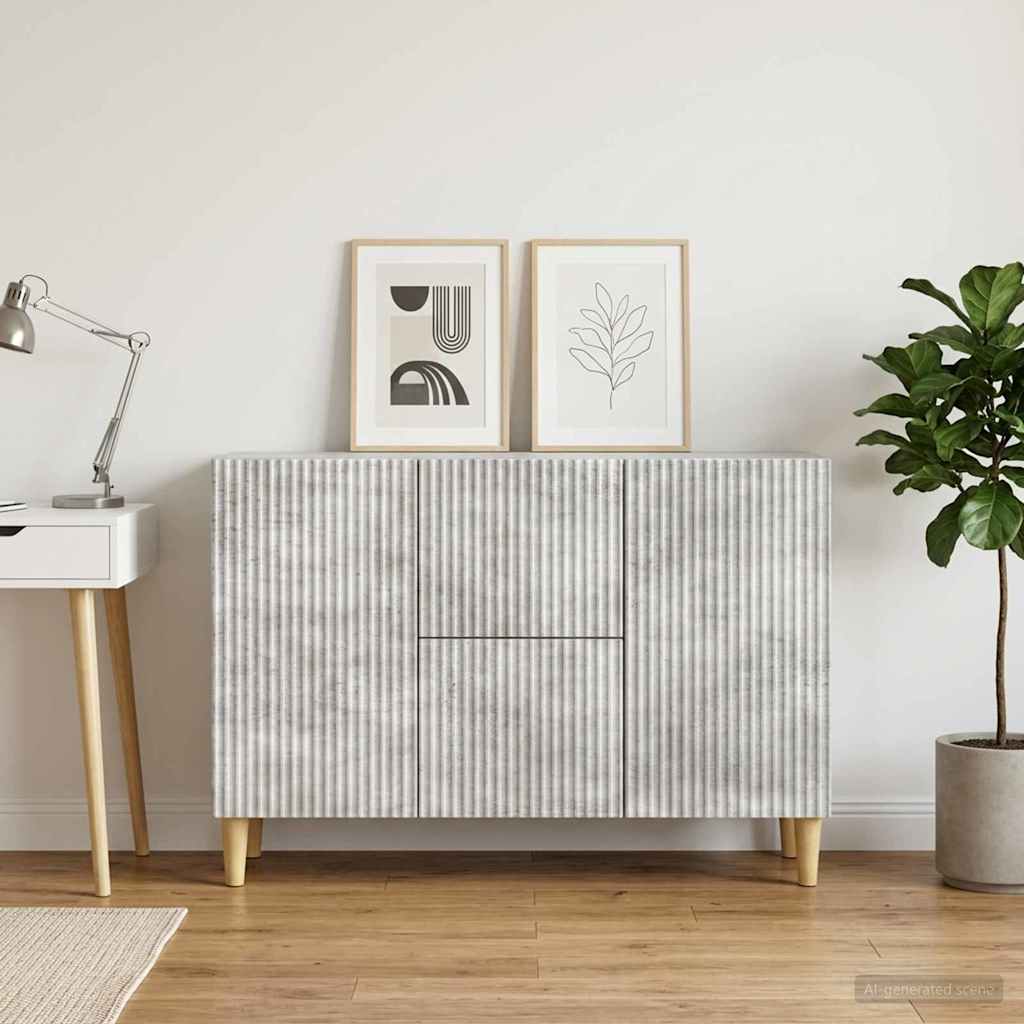 Dressoir met lade Betongrijs 89 x 34,5 x 60 cm Bewerkt hout