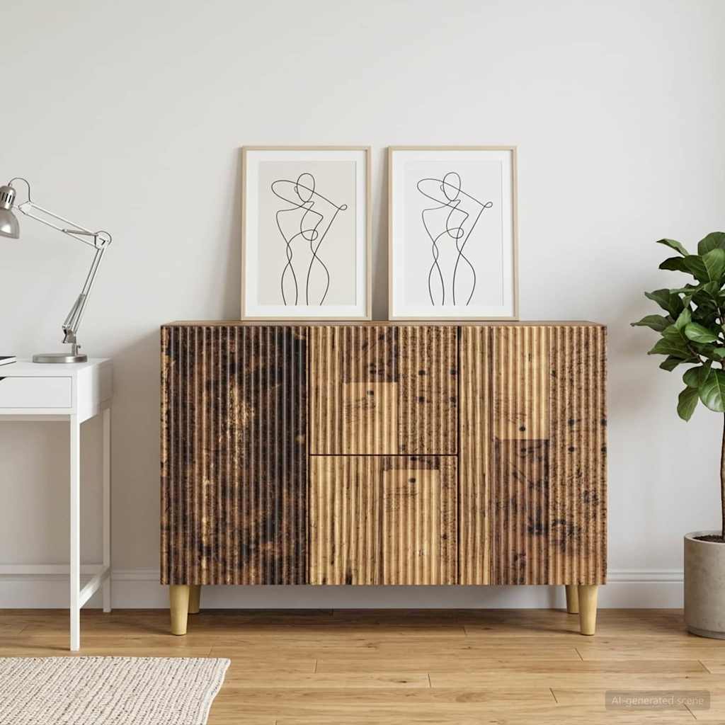 Dressoir met lade Oud hout 89 x 34,5 x 60 cm Bewerkt hout