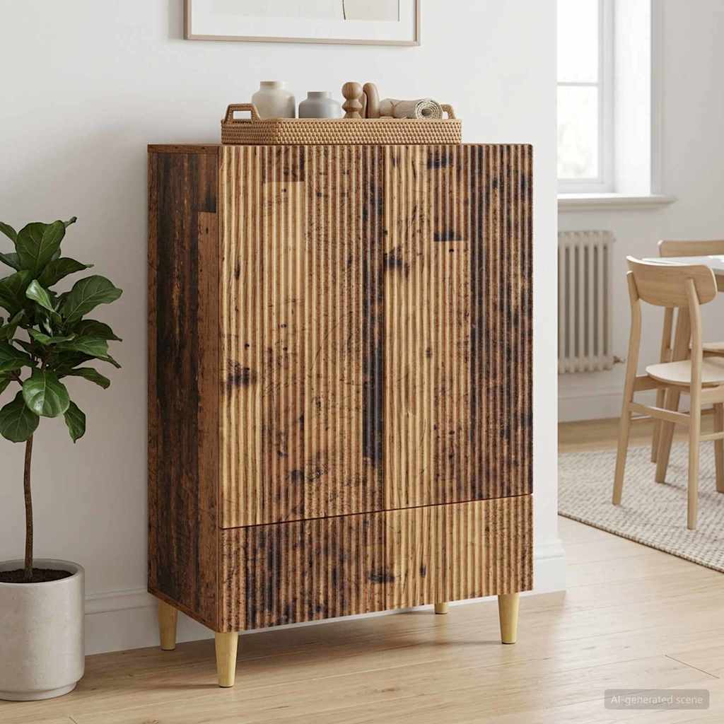 Dressoir met lade Oud hout 66 x 34,5 x 95 cm Bewerkt hout