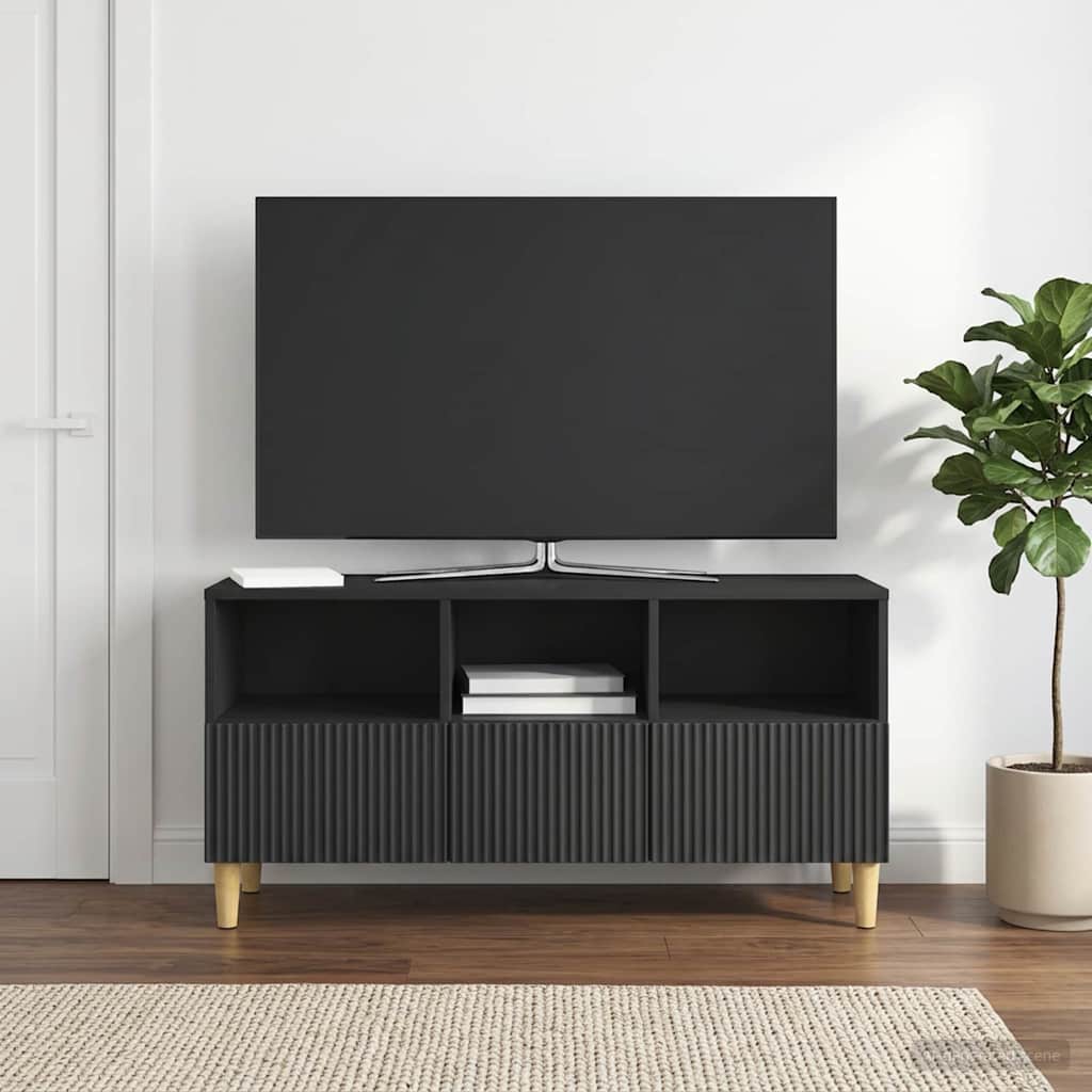 TV-kast met lade Zwart 102 x 34,5 x 50 cm Bewerkt hout