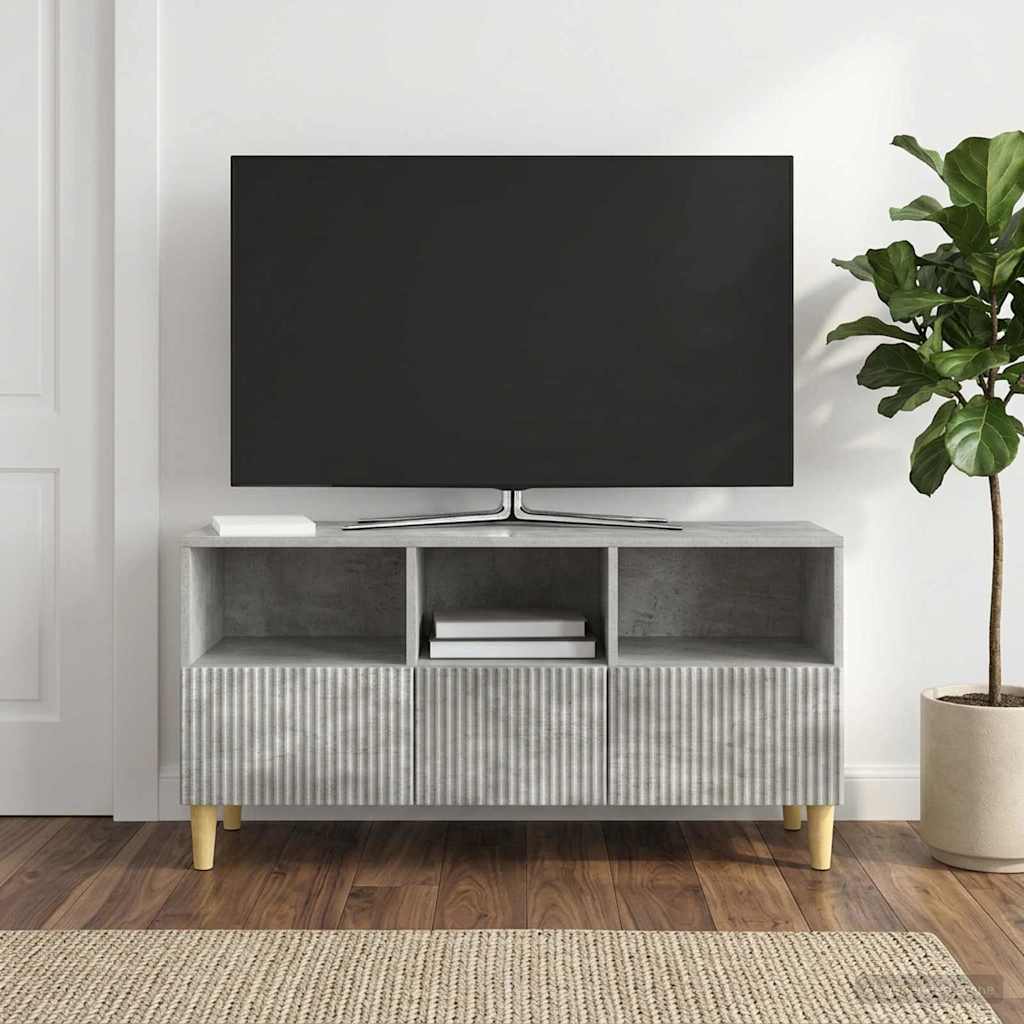 TV-kast met lade Betongrijs 102 x 34,5 x 50 cm Bewerkt hout