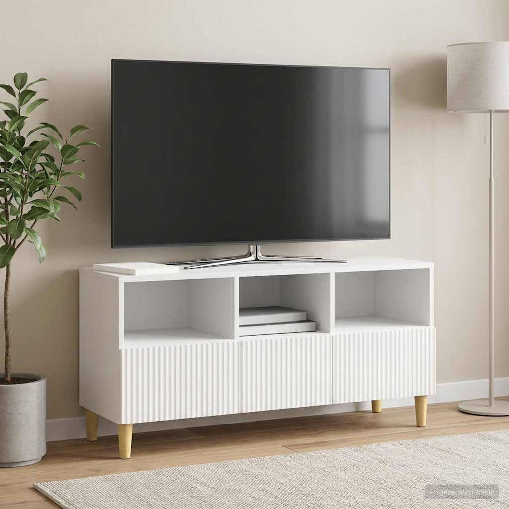TV-kast met lade Hoogglans Wit 102 x 34,5 x 50 cm Bewerkt hout