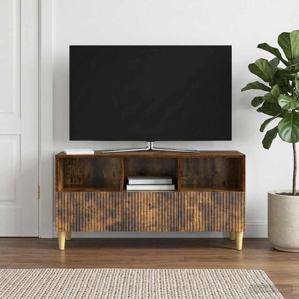 TV-kast met lade Gerookt eiken 102 x 34,5 x 50 cm Bewerkt hout
