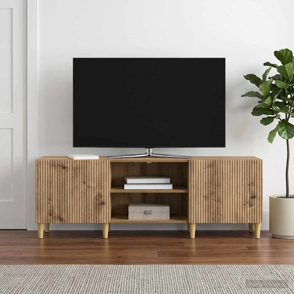 TV-kast Artisanaal eiken 150 x 31 x 50 cm Bewerkt hout – afbeelding 1