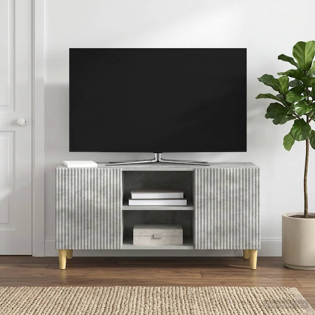 TV-kast Betongrijs 102 x 34,5 x 50 cm Bewerkt hout