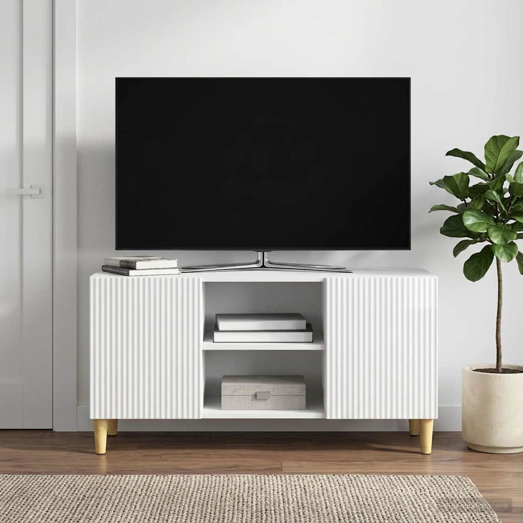 TV-kast Hoogglans Wit 102 x 34,5 x 50 cm Bewerkt hout