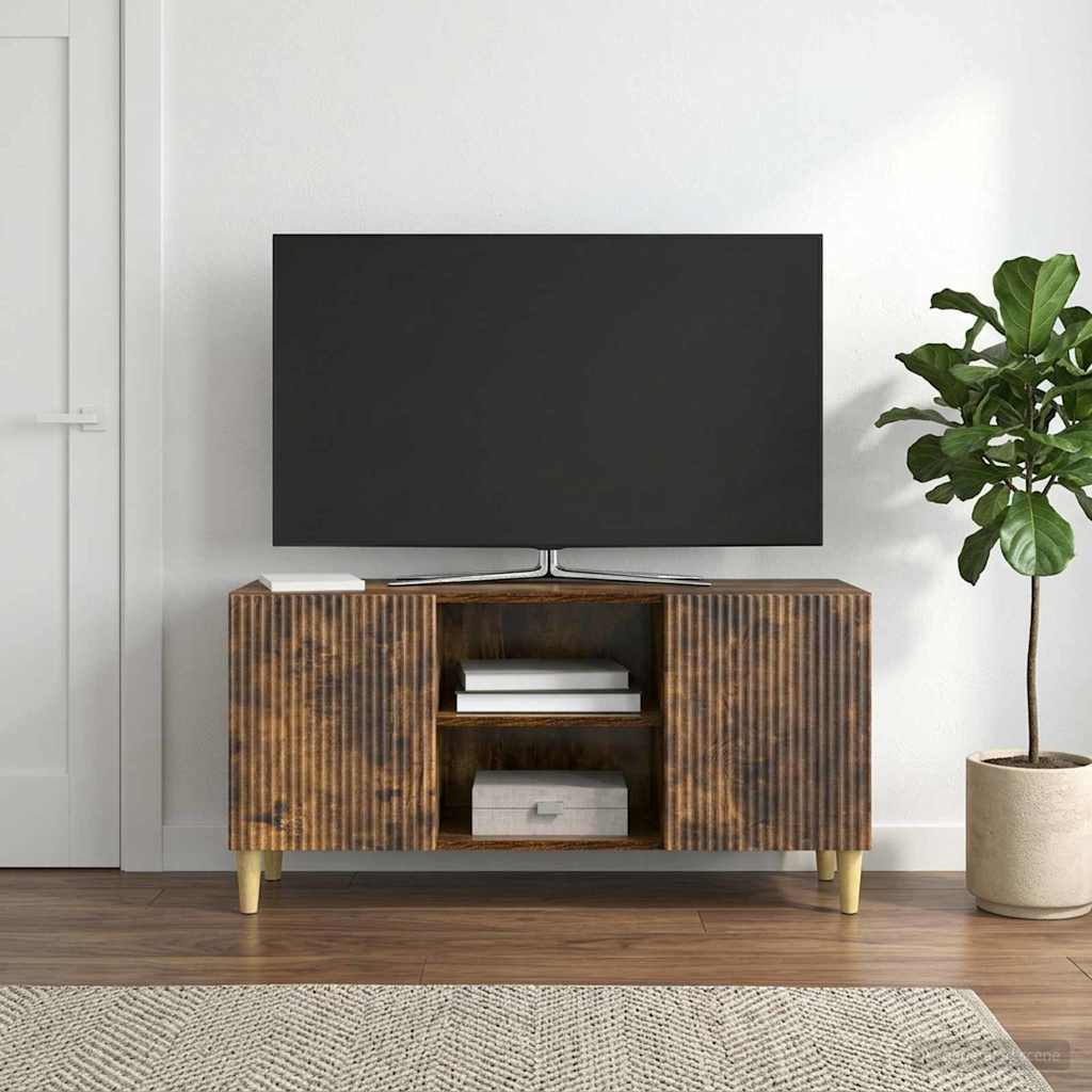 TV-kast Gerookt eiken 102 x 34,5 x 50 cm Bewerkt hout