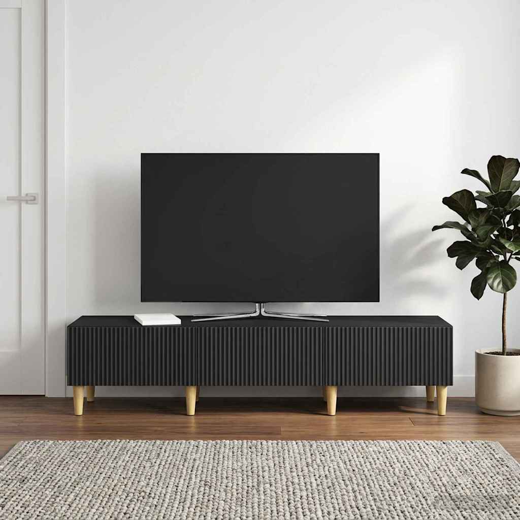 TV-kast met lade Zwart 147 x 34,5 x 30 cm Bewerkt hout