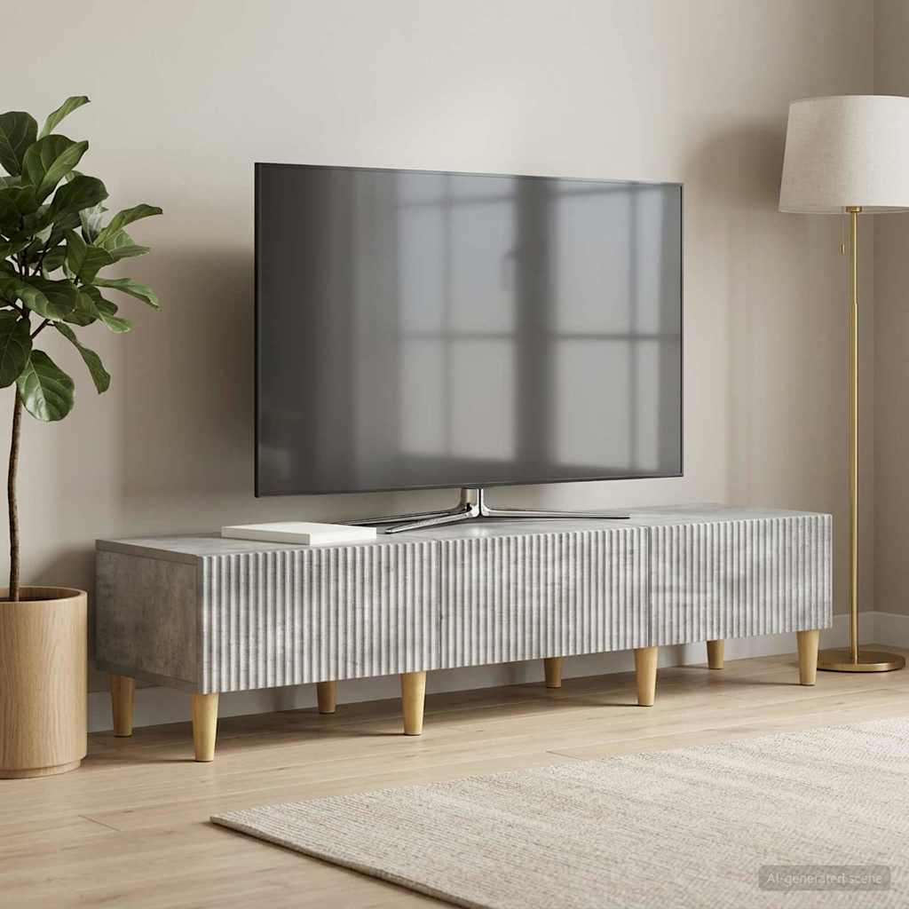 TV-kast met lade Betongrijs 147 x 34,5 x 30 cm Bewerkt hout