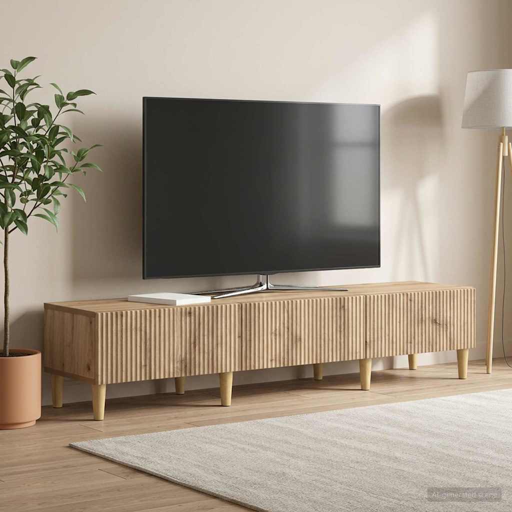 TV-kast Artisanaal eiken 147 x 34,5 x 30 cm Bewerkt hout