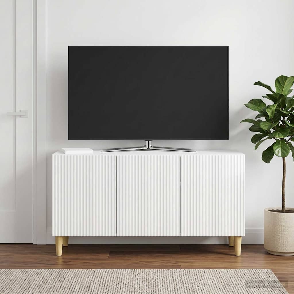 TV-kast Hoogglans Wit 99 x 34,5 x 50 cm Bewerkt hout