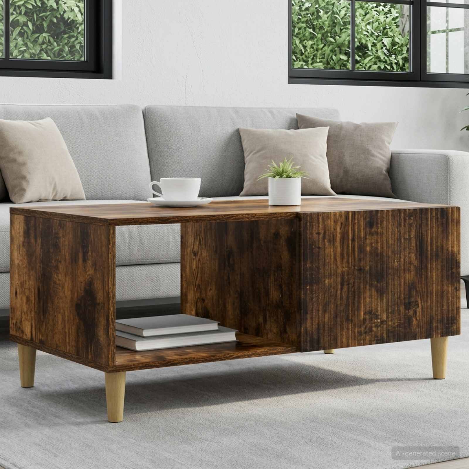 Salontafel Gerookt eiken 90 x 50 x 40 cm Bewerkt hout