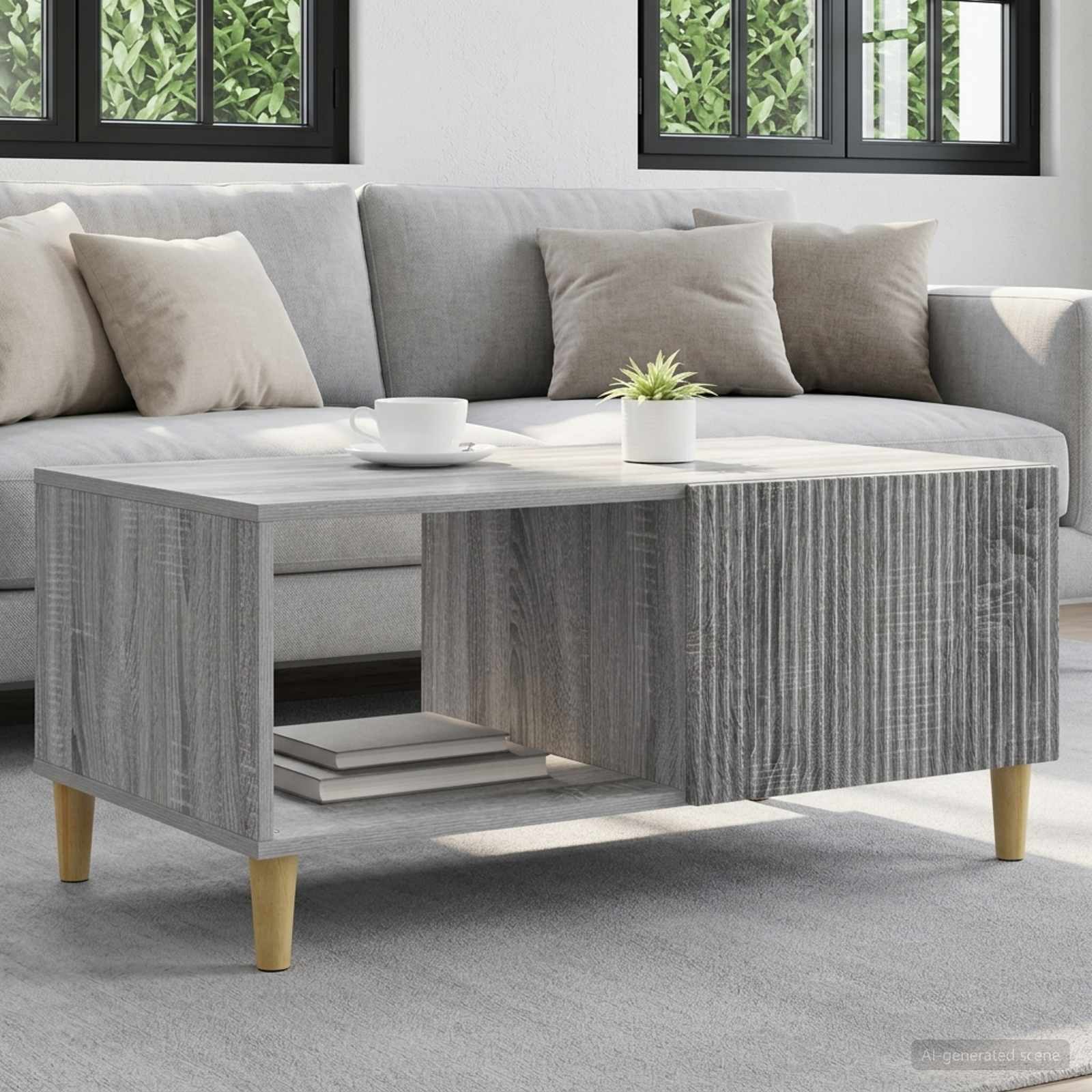 Salontafel Grijs sonoma 90 x 50 x 40 cm Bewerkt hout