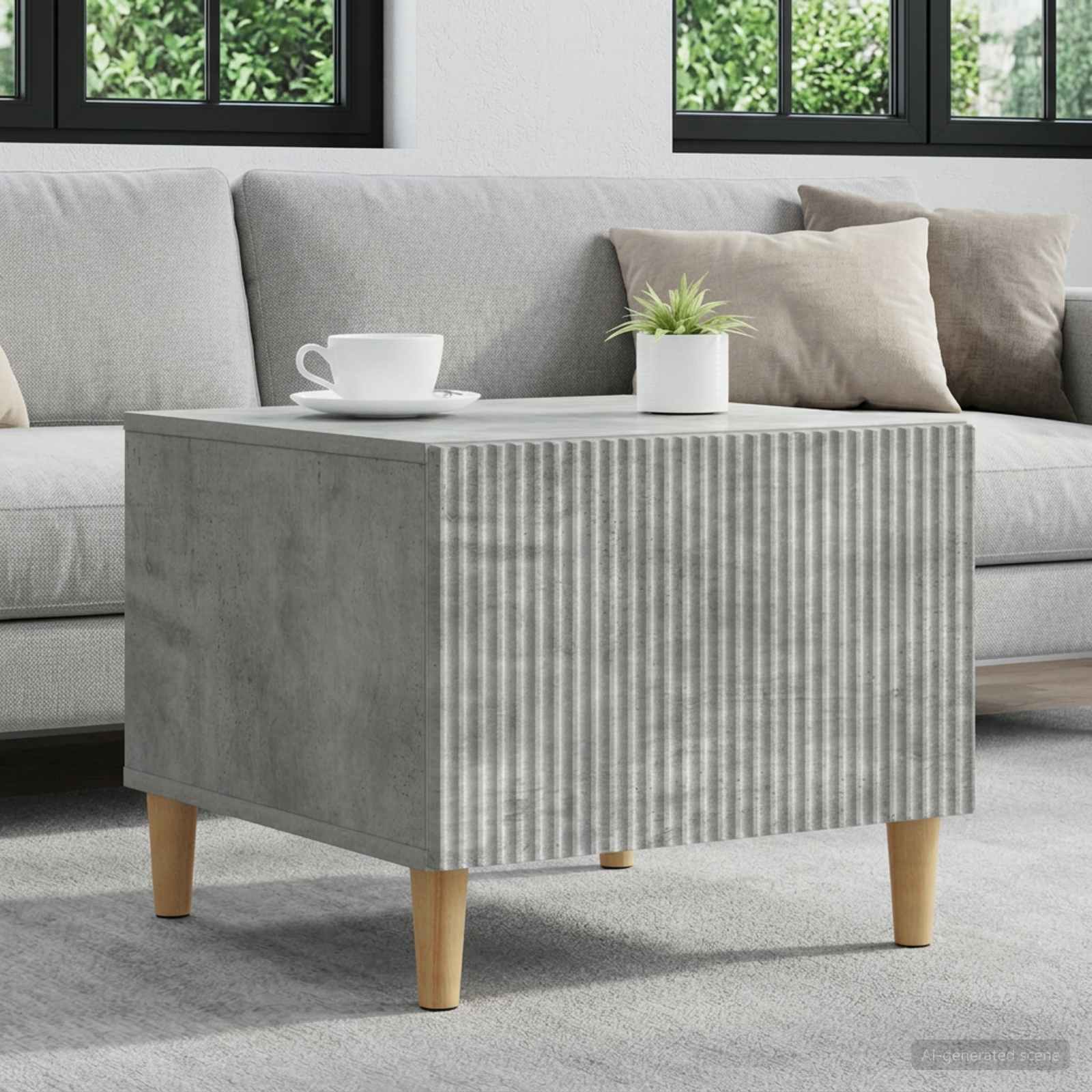 Salontafel met lade Betongrijs 49 x 50 x 40 cm Bewerkt hout