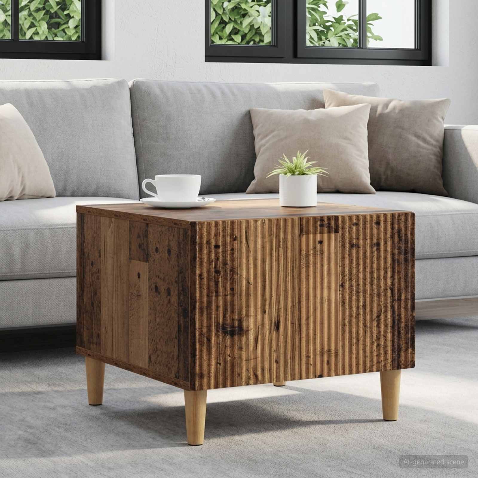 Salontafel met lade Oud hout 49 x 50 x 40 cm Bewerkt hout – afbeelding 1