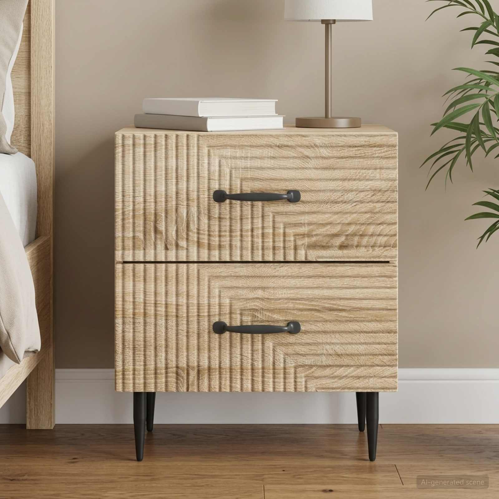 Nachtkastje Sonoma Eiken 43 x 34,5 x 47,5 cm Bewerkt hout