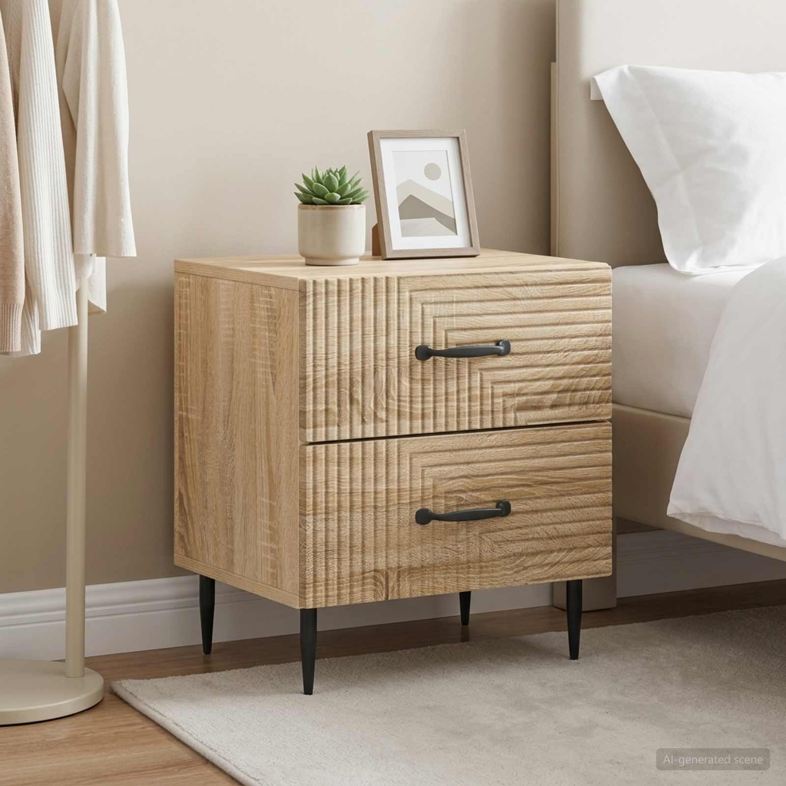 Nachtkastje 2 pcs Sonoma Eiken 43 x 34,5 x 47,5 cm Bewerkt hout
