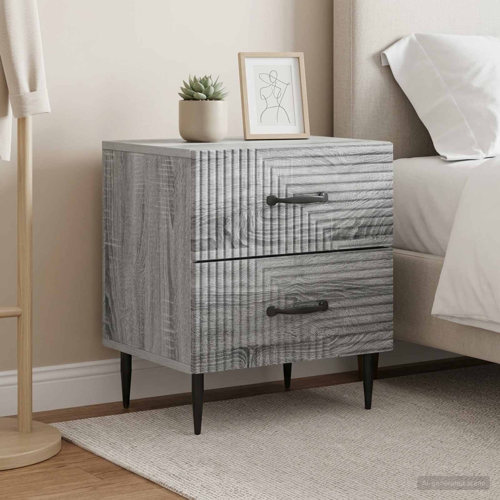 Nachtkastje 2 pcs Grijs sonoma 43 x 34,5 x 47,5 cm Bewerkt hout