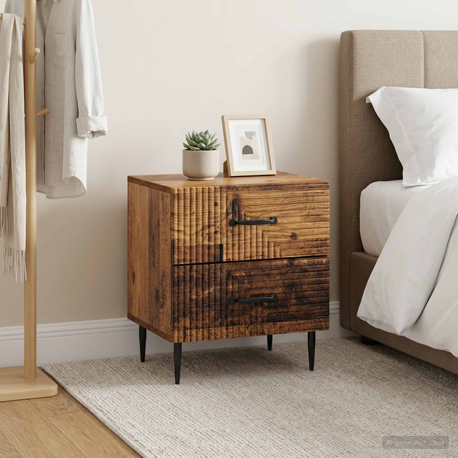 Nachtkastje 2 pcs Oud hout 43 x 34,5 x 47,5 cm Bewerkt hout