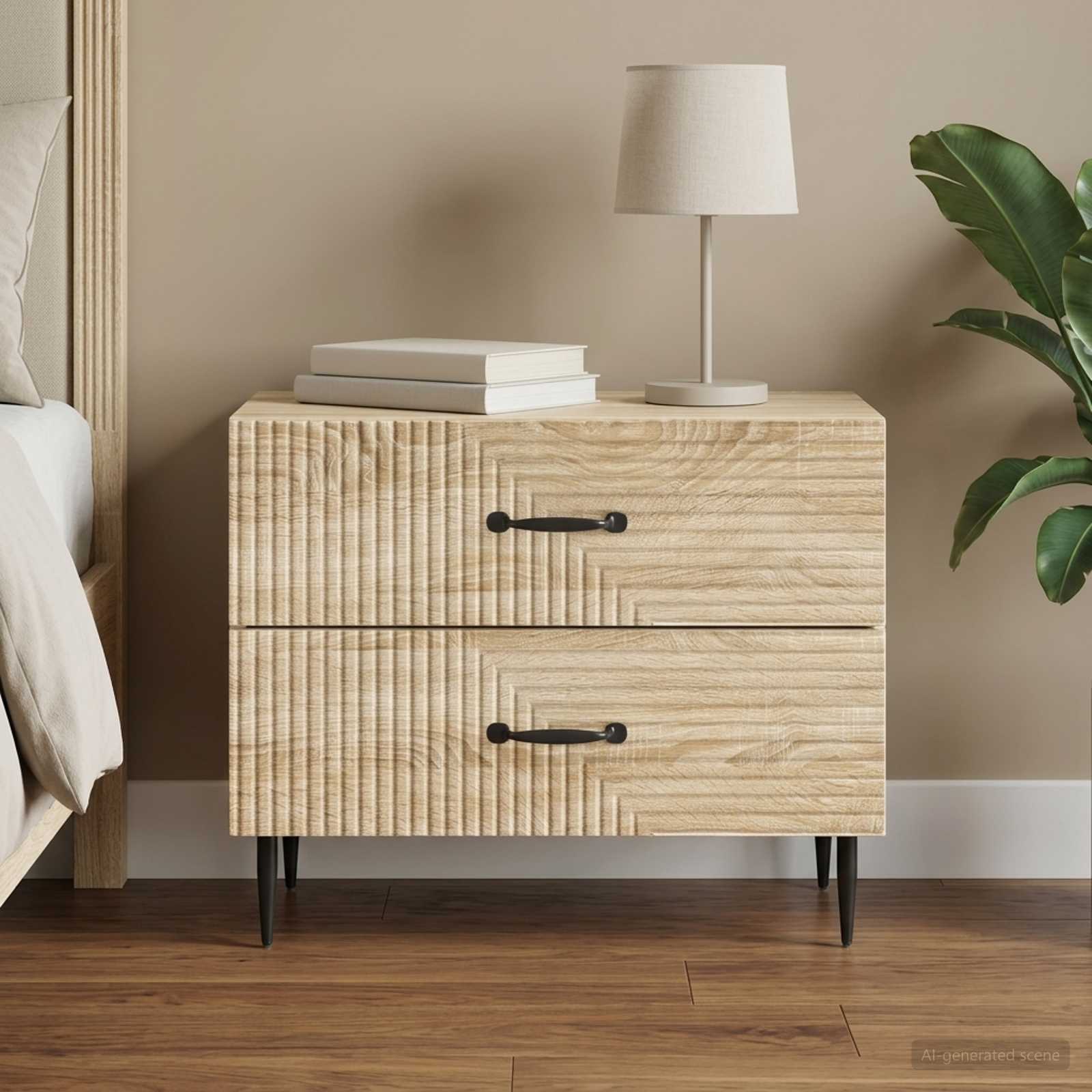 Nachtkastje Sonoma Eiken 62 x 34,5 x 47,5 cm Bewerkt hout