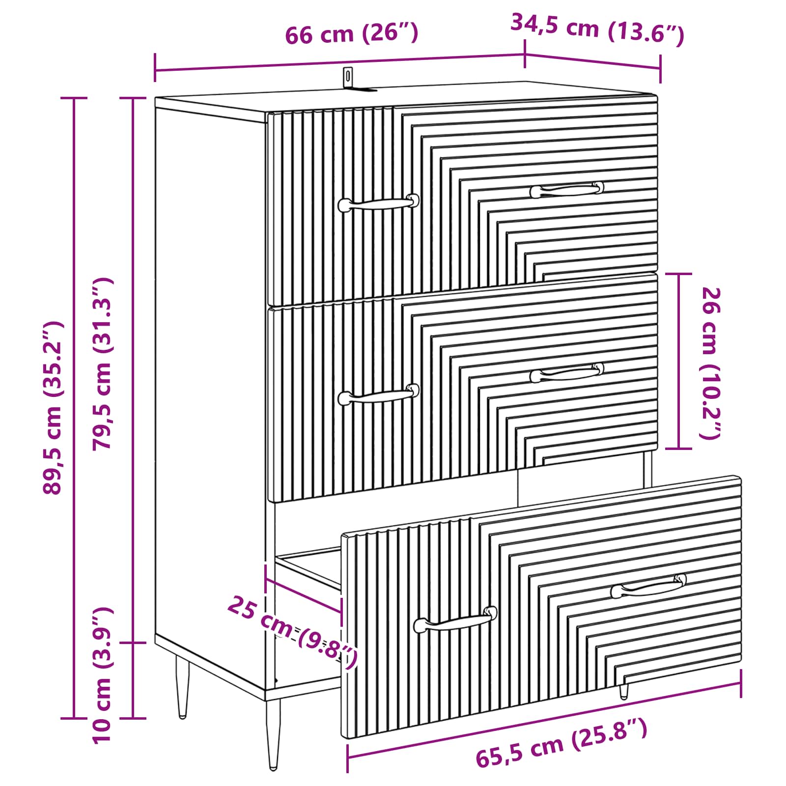Ladenkast Wit 66 x 34,5 x 89,5 cm Bewerkt hout – afbeelding 11