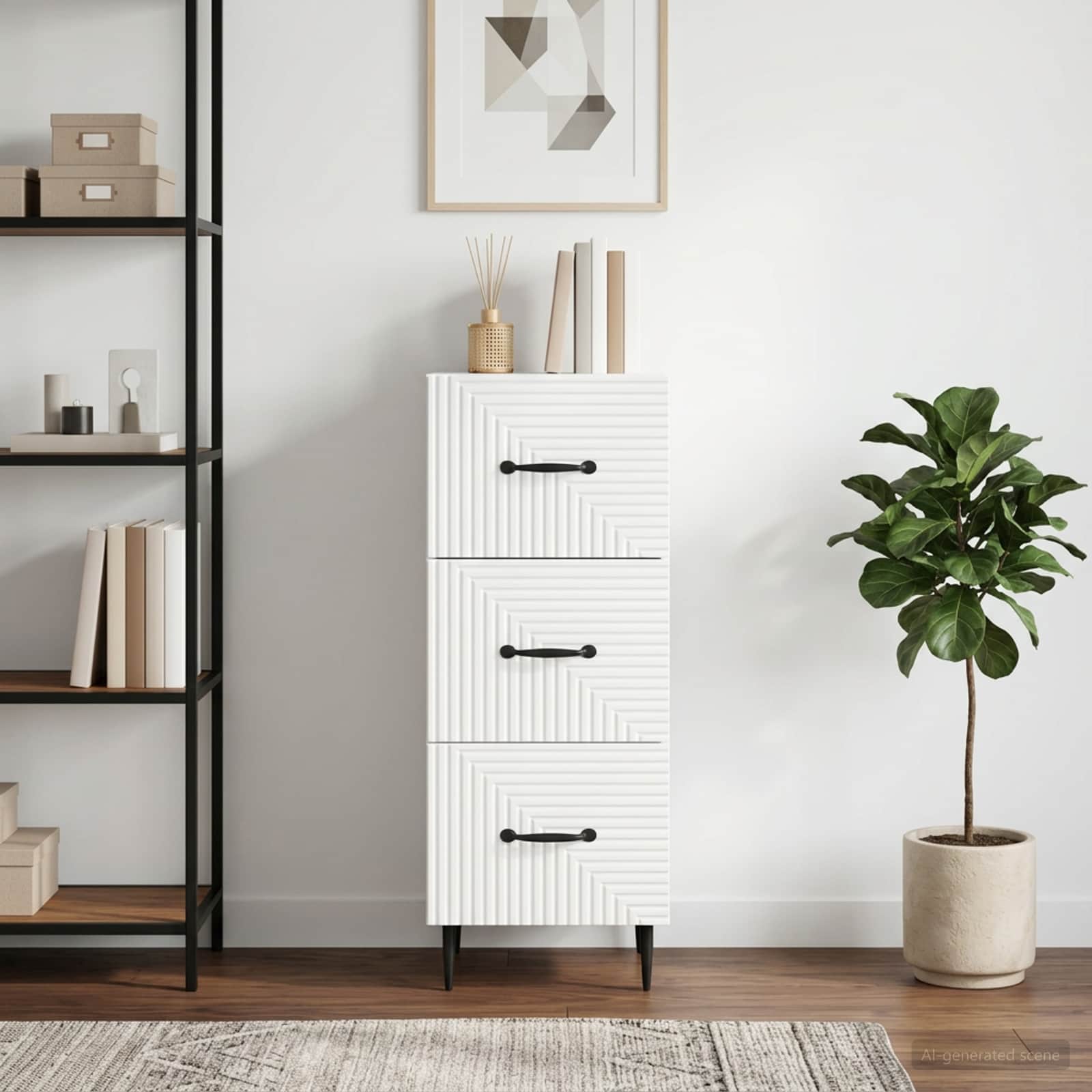 Ladenkast Wit 33 x 34,5 x 89,5 cm Bewerkt hout – afbeelding 1