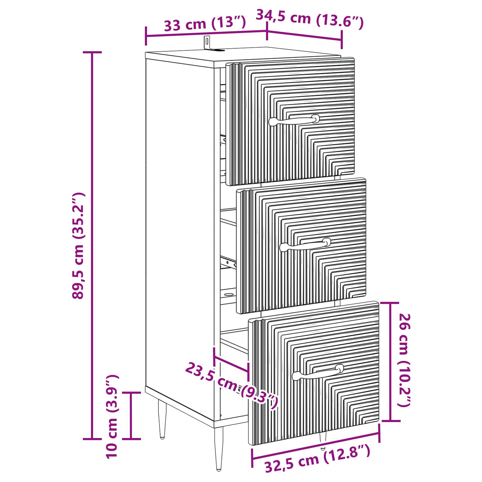 Ladenkast Wit 33 x 34,5 x 89,5 cm Bewerkt hout – afbeelding 11