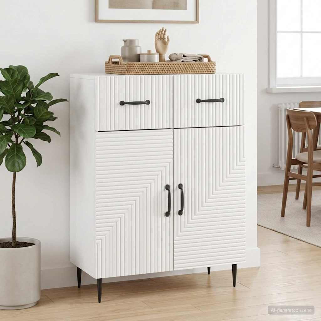 Dressoir Hoogglans Wit 66 x 34,5 x 89,5 cm Bewerkt hout