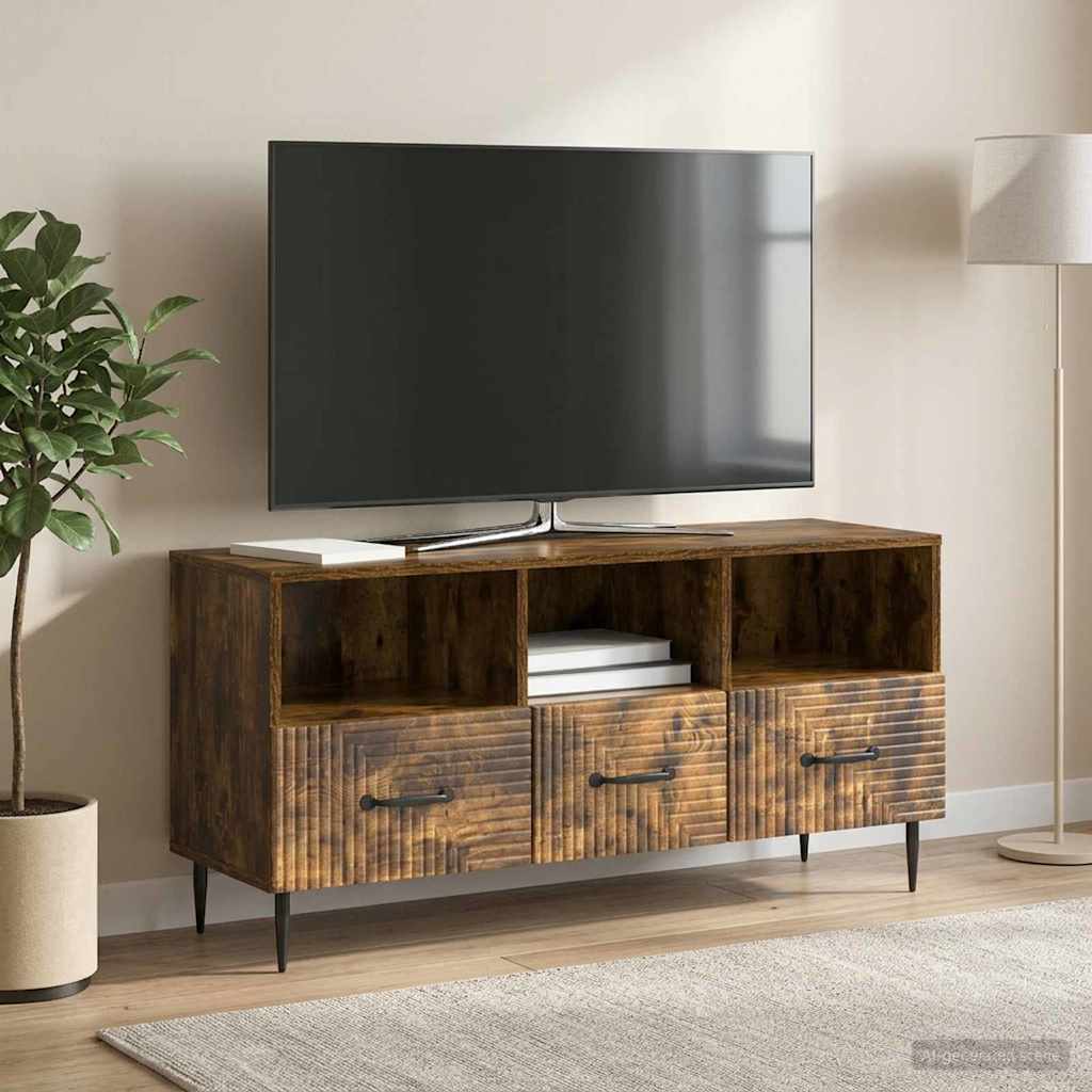 TV-kast met lade Gerookt eiken 102 x 34,5 x 50 cm Bewerkt hout