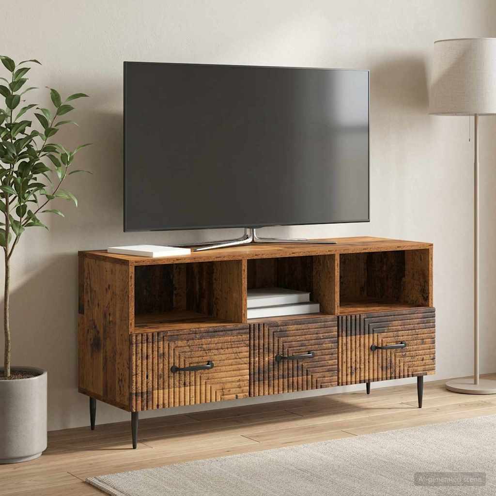 TV-kast met lade Oud hout 102 x 34,5 x 50 cm Bewerkt hout