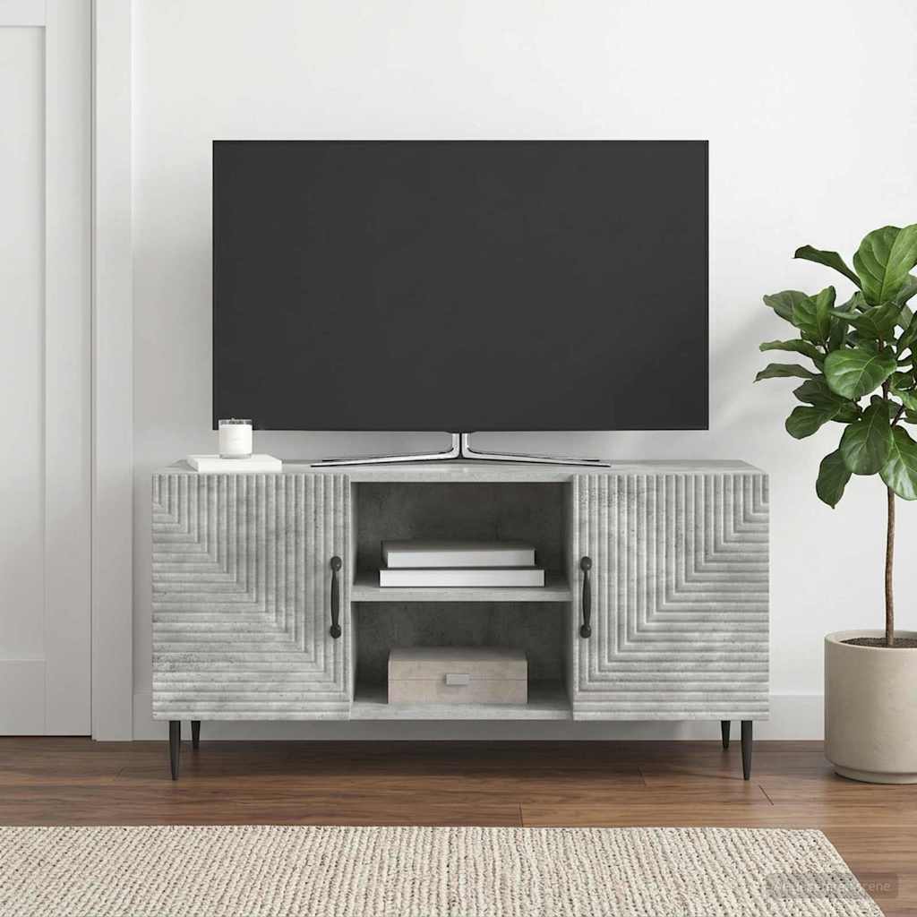 TV-kast Betongrijs 102 x 34,5 x 50 cm Bewerkt hout – afbeelding 1